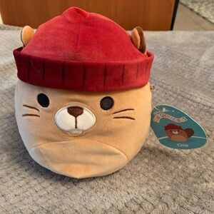 NWT Squishmallows Chip The Beaver with Hat